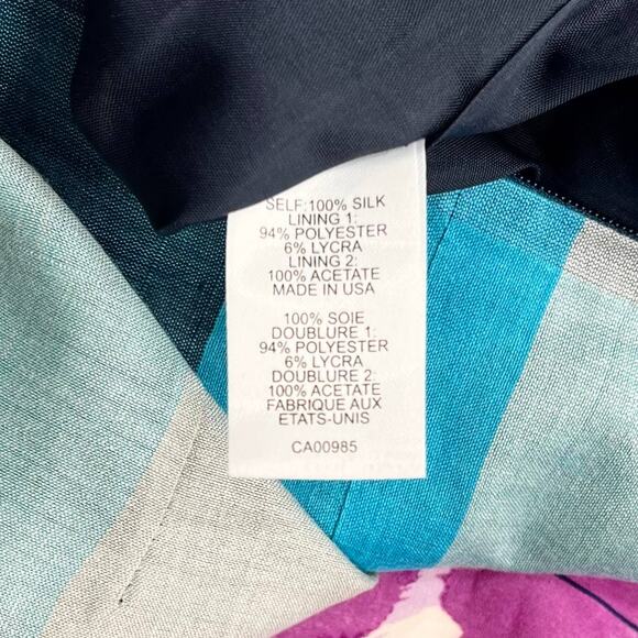 NANETTE LEPORE Floral Strapless Bustier top Womens 2 Purple Blue Silk Plaid Wrap - Picture 9 of 9